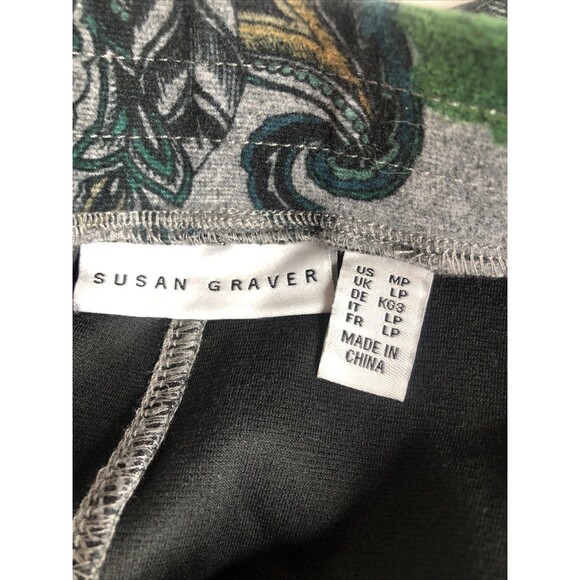 Susan Graver Paisley Brushed Ponte Slim Leg Ankle Pants Jade A557585 - Picture 7 of 9